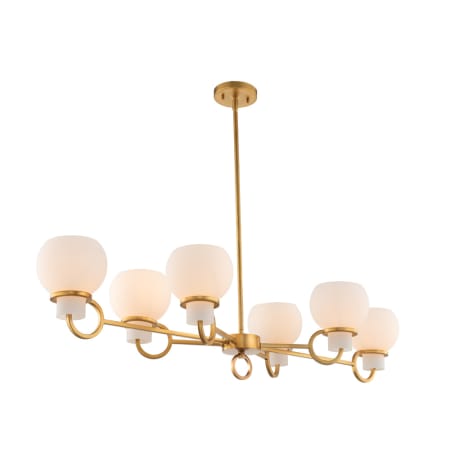 Kalco Ascher 6 Light 44" Wide Linear Chandelier Winter Brass