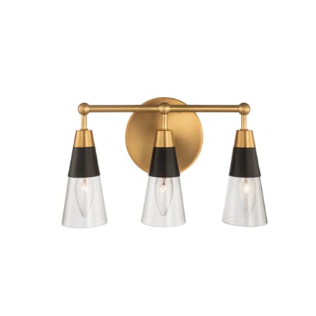 Kalco Ponti 3 Light 14" Wide Bathroom Vanity Light Matte Black / New Brass