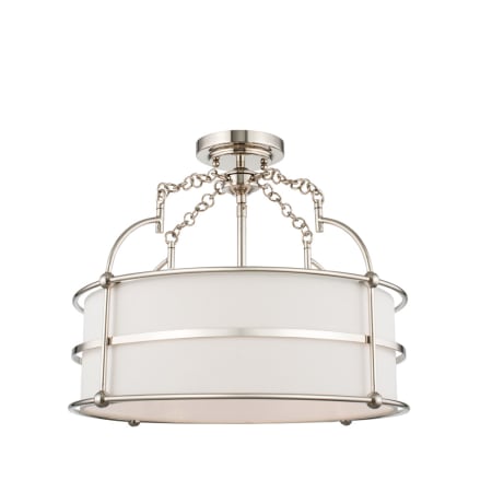 Kalco Carson 5 Light 18" Wide Semi-Flush Drum Ceiling Fixture Polished Nickel