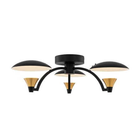 Kalco Redding 3 Light 19" Wide LED Semi-Flush Ceiling Fixture Matte Black / White / Brass