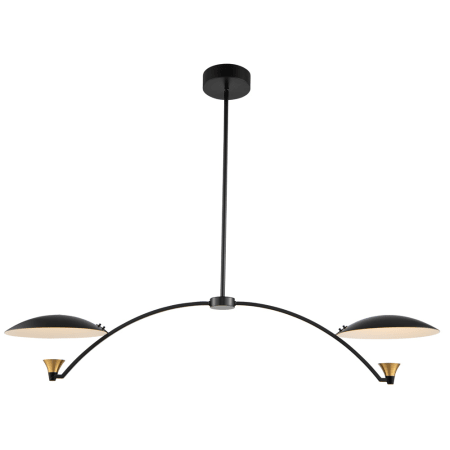 Kalco Redding 2 Light 46" Wide LED Linear Chandelier Matte Black / White / Brass