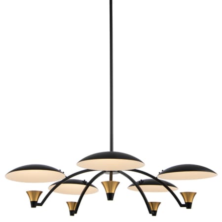 Kalco Redding 5 Light 31" Wide LED Chandelier Matte Black / White / Brass