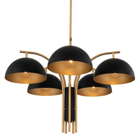 Kalco Marcel 5 Light 30" Wide Chandelier Matte Black / New Brass