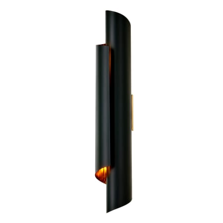Kalco Piaga 2 Light 24" Tall Wall Sconce Matte Black / Polished Brass