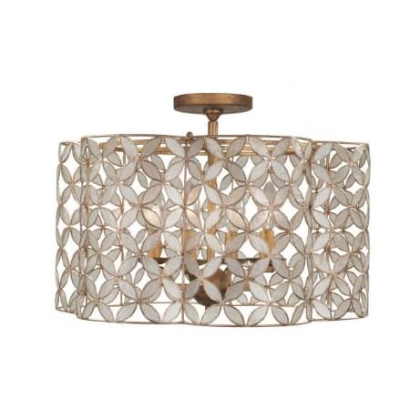 Kalco Maurelle 17" Wide Semi-Flush Ceiling Fixture Oxidized Gold Leaf