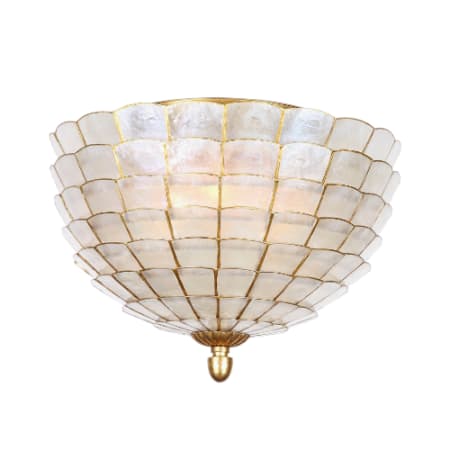 Kalco Samal 3 Light 16" Wide Flush Mount Bowl Ceiling Fixture with Capiz Shell Shade Oxidized Gold Leaf