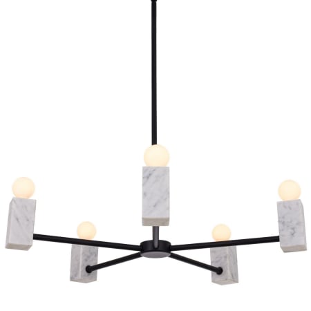 Kalco Quadra 5 Light 26" Wide Chandelier Matte Black