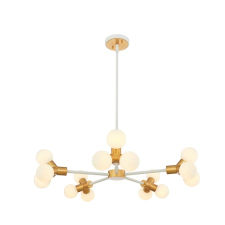 Kalco Tres 15 Light 29" Wide Sputnik Chandelier White / New Brass