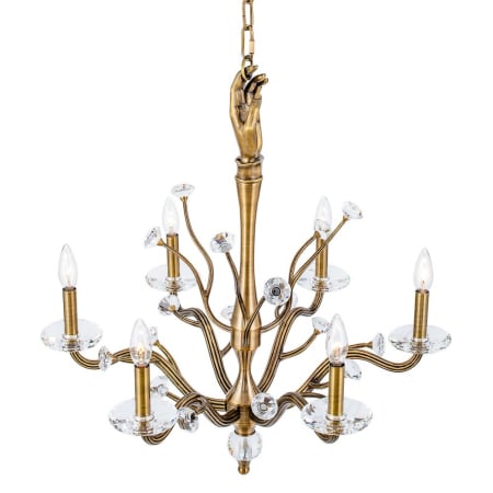 Kalco Venus 6 Light 26" Wide Crystal Candle Style Chandelier Historic Brass