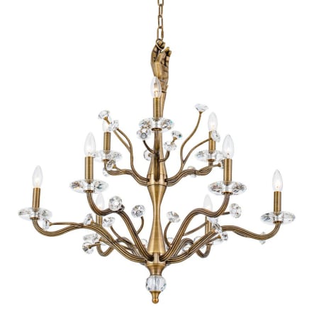Kalco Venus 9 Light 32" Wide Crystal Candle Style Chandelier Historic Brass