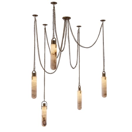 Kalco Flint 5 Light 38" Wide LED Multi Light Pendant Winter Brass
