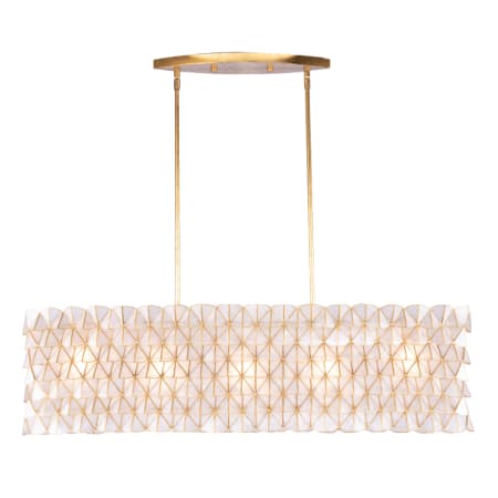 Kalco Flair 5 Light 45" Wide Drum Chandelier with Capiz Shell Shade Oxidized Gold Leaf