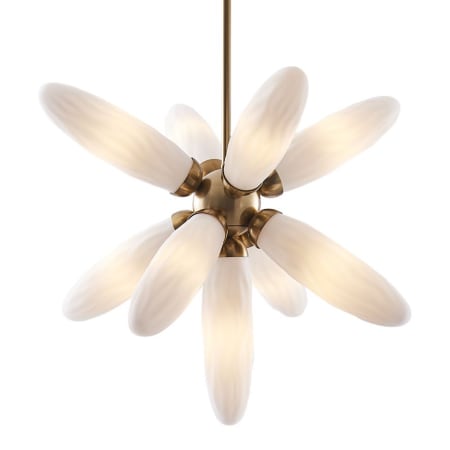 Kalco Crest 9 Light 26" Wide Sputnik Chandelier with Frosted Water Glass Shades Winter Brass