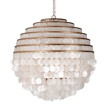 Kalco Sphere 6 Light 28" Wide Pendant with Hanging Capiz Shells Pearlized Antique Brass