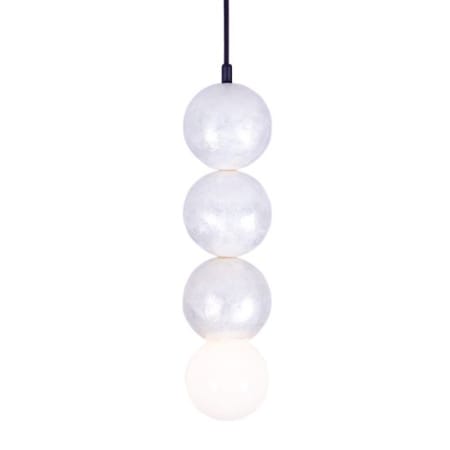 Kalco Pearls 17" Tall Mini Pendant with Capiz Shells Matte Black