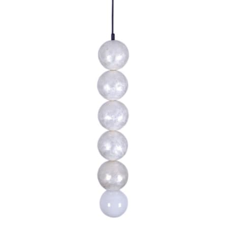 Kalco Pearls 25" Tall Mini Pendant with Capiz Shells Matte Black