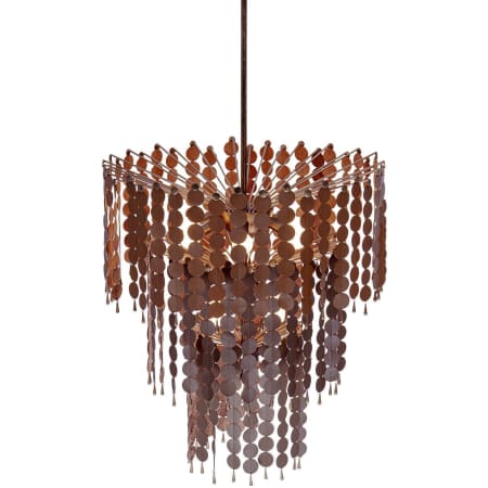 Kalco Pelt 11 Light 27" Wide Waterfall Chandelier with Hanging Leather Medallions Pearlized Antique Brass