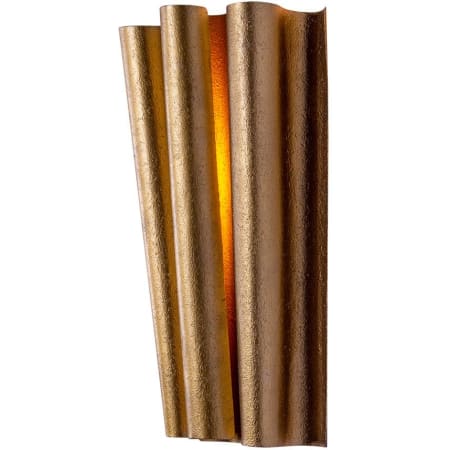 Kalco Ripple 2 Light 12" Tall Wall Sconce with Crimped Metal Shade Bright Gold Leaf