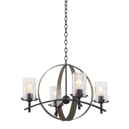 Kalco Irvine 4 Light 1 Tier Chandelier Vintage Iron