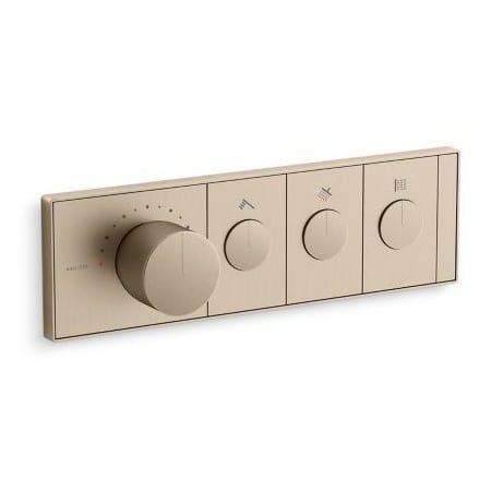 Kallista Foundations Mechanical Showering Three-Outlet Thermostatic Control Panel Brushed Bronze