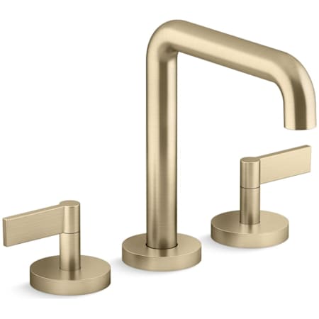 Kallista One Deck Mount Tub Filler Tall Spout Lever Handles Brushed French Gold