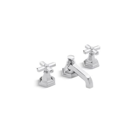 Kallista For Town by Smith 1.2 GPM Widespread Bathroom Faucet with Low Spout, Cross Handle, and Pop-Up Drain Assembly Polished Chrome