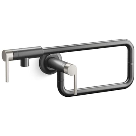 Kallista Juxtapose 3.2 GPM Wall Mounted Single Hole Pot Filler Brushed Graphite / Stainless Accents