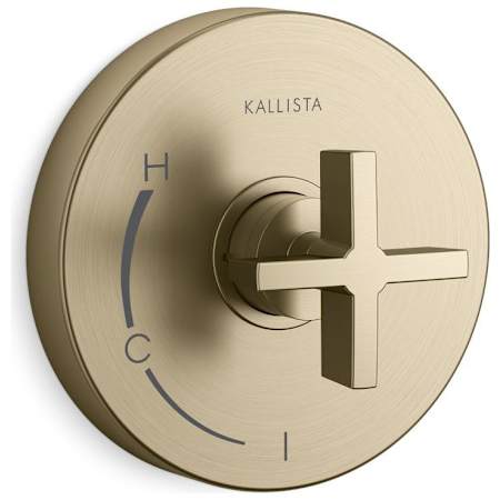 Kallista One Single Function Pressure Balanced Valve Trim with Single Cross Handle - Less Rough In Brushed French Gold