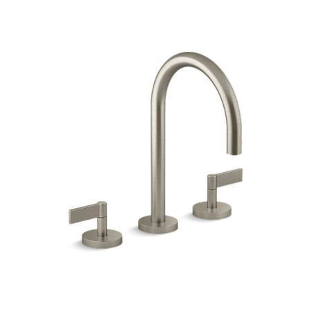 Kallista One 1.2 GPM Widespread Bathroom Faucet, Gooseneck, Lever Handles Brushed Nickel (PVD)