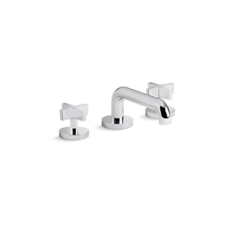 Kallista One 1.2 GPM Widespread Bathroom Faucet, Cross Handles Polished Chrome