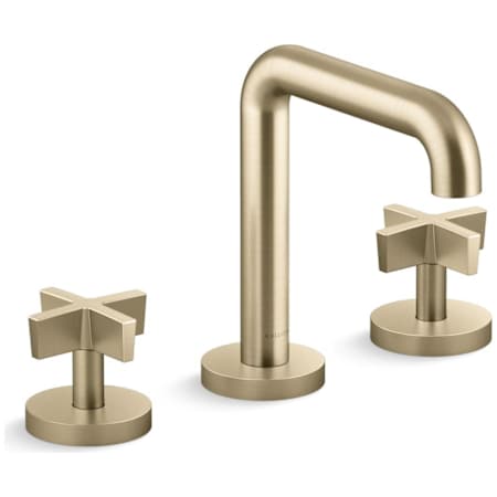 Kallista One 1.2 GPM Widespread Bathroom Faucet, Tall Spout Brushed French Gold