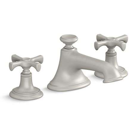Kallista Bellis 1.2 GPM Widespread Bathroom Faucet with Noble Spout, Cross Handles, and Pop-Up Drain Assembly Brushed Nickel