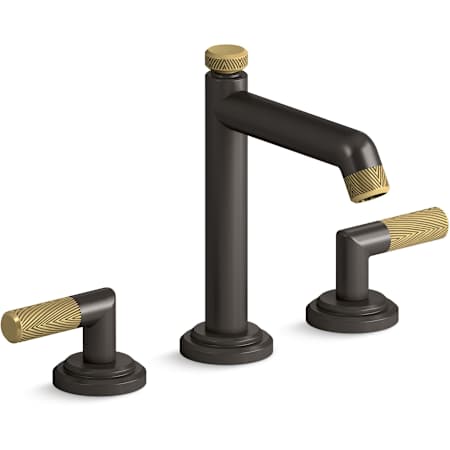 Kallista Pinna Paletta by LK 1.2 GPM Widespread Bathroom Faucet with Tall Spout and Pop-Up Drain Assembly Antique Bronze with Antique American Bronze Accents