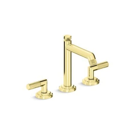 Kallista Pinna Paletta by LK 1.2 GPM Widespread Bathroom Faucet with Tall Spout and Pop-Up Drain Assembly Unlacquered Brass