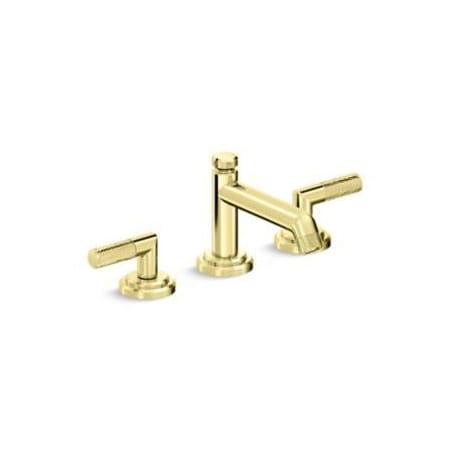Kallista Pinna Paletta by LK 1.2 GPM Widespread Bathroom Faucet with Pop-Up Drain Assembly Unlacquered Brass