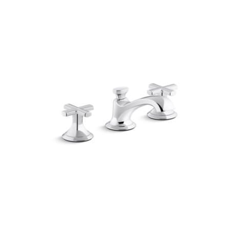 Kallista Script 1.2 GPM Widespread Bathroom Faucet with Cross Handles and Pop-Up Drain Assembly Polished Chrome