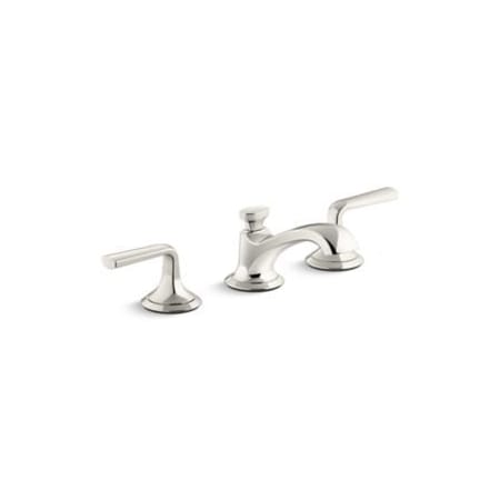 Kallista Script Widespread Low Spout Bathroom Faucet with Lever Handles Nickel Silver