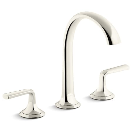 Kallista Script Widespread Arch Spout Bathroom Faucet with Lever Handles Polished Nickel