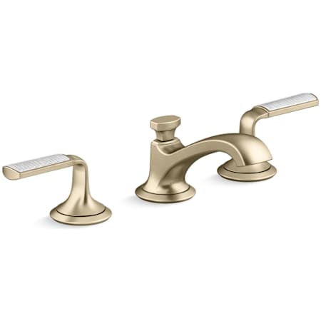 Kallista Script Widespread Low Spout Bathroom Faucet Brushed French Gold