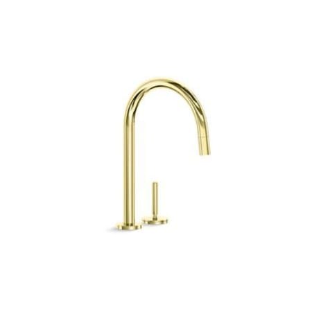 Kallista One 1.8 GPM Single Hole Pull Down Kitchen Faucet Unlacquered Brass