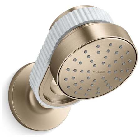Kallista Bandeau 1.75 GPM Single Function Shower Head with White Carrara Band Brushed Bronze
