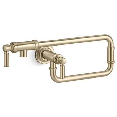 Kallista Foundations 2.6 GPM Wall Mounted Single Hole Pot Filler Brushed French Gold