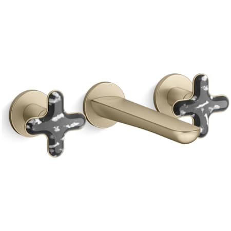 Kallista 002 Wall Mounted Widespread Bathroom Faucet Brushed French Gold
