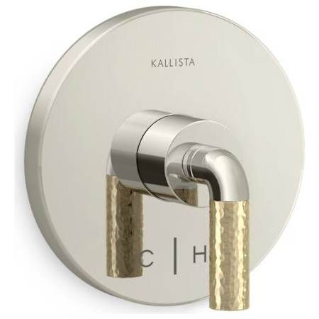 Kallista One Thermostatic Valve Trim Only with Single Lever Handle - Less Rough In Polished Nickel / Unlacquered Brass Accents