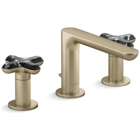 Kallista 002 Collection 1.2 GPM Widespread Bathroom Faucet with Pop-Up Drain Assembly Brushed French Gold