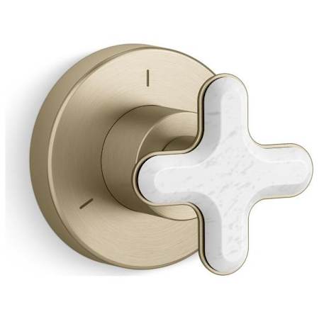 Kallista 002 Thermostatic Transfer Valve Trim Only - Less Rough In, White Carrara Brushed French Gold
