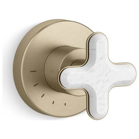 Kallista 002 Thermostatic Volume Control Valve Trim Only - Less Rough In, White Carrara Brushed French Gold