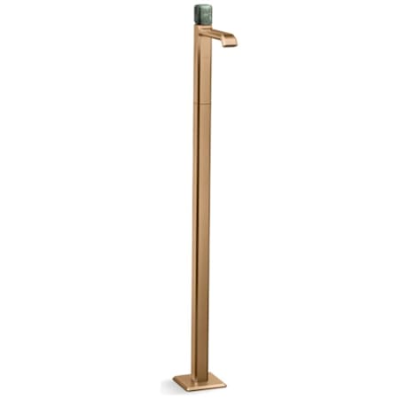 Kallista Bezel 1.2 GPM Single Hole Bathroom Faucet with Guatemala Stone Handle Blush Brass