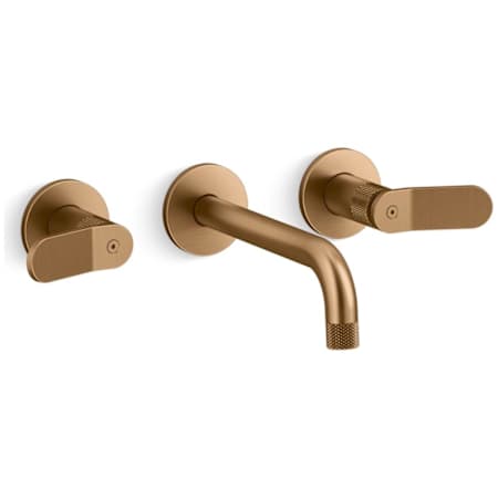 Kallista Aileron 1.2 GPM Wall Mounted Widespread Bathroom Faucet Blush Brass
