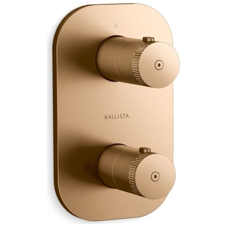 Kallista Aileron Two Function Thermostatic Valve Trim Only with Dual Knob Handles and Integrated Diverter - Less Rough In Blush Brass